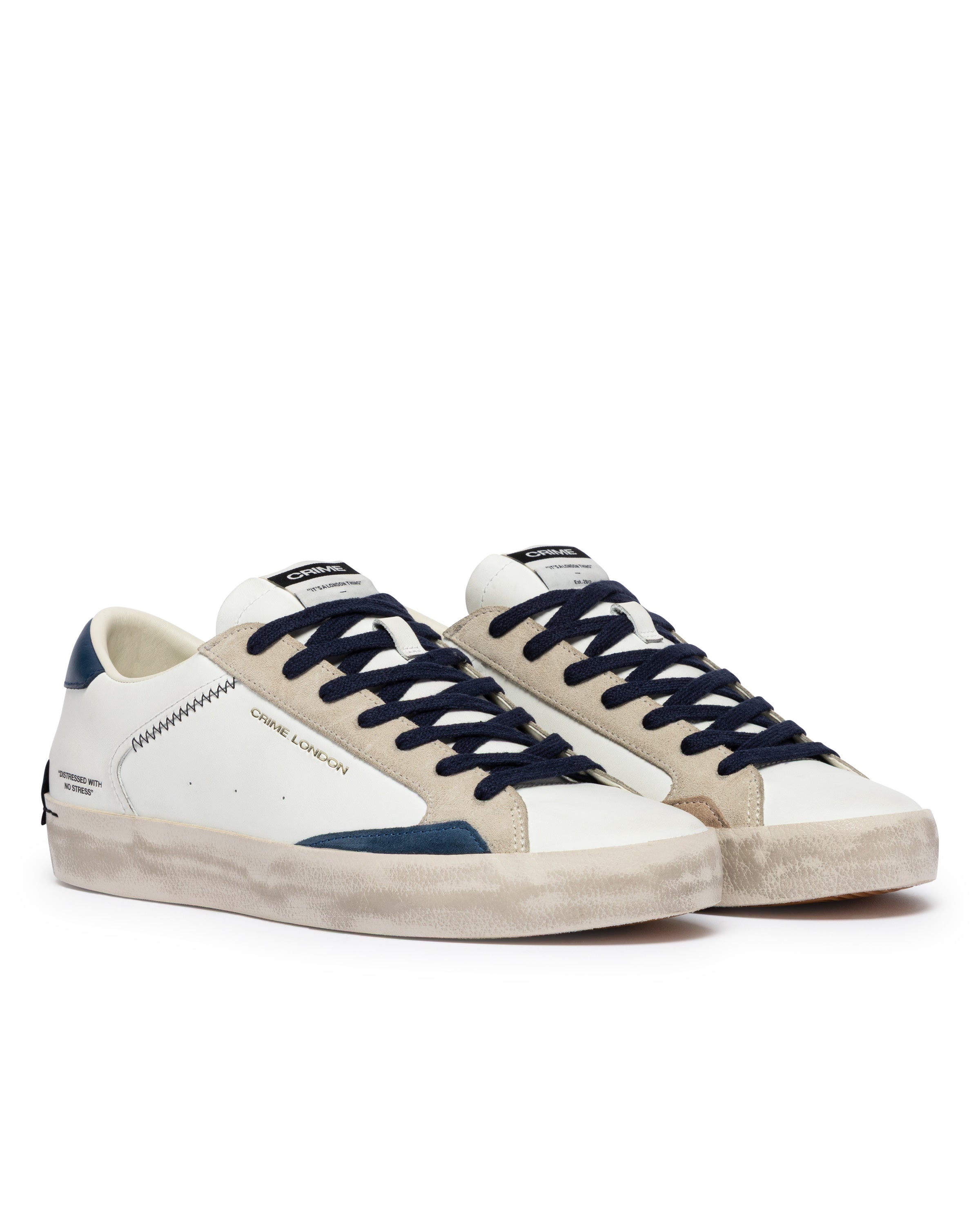 Crime London Distressed Navy Blue