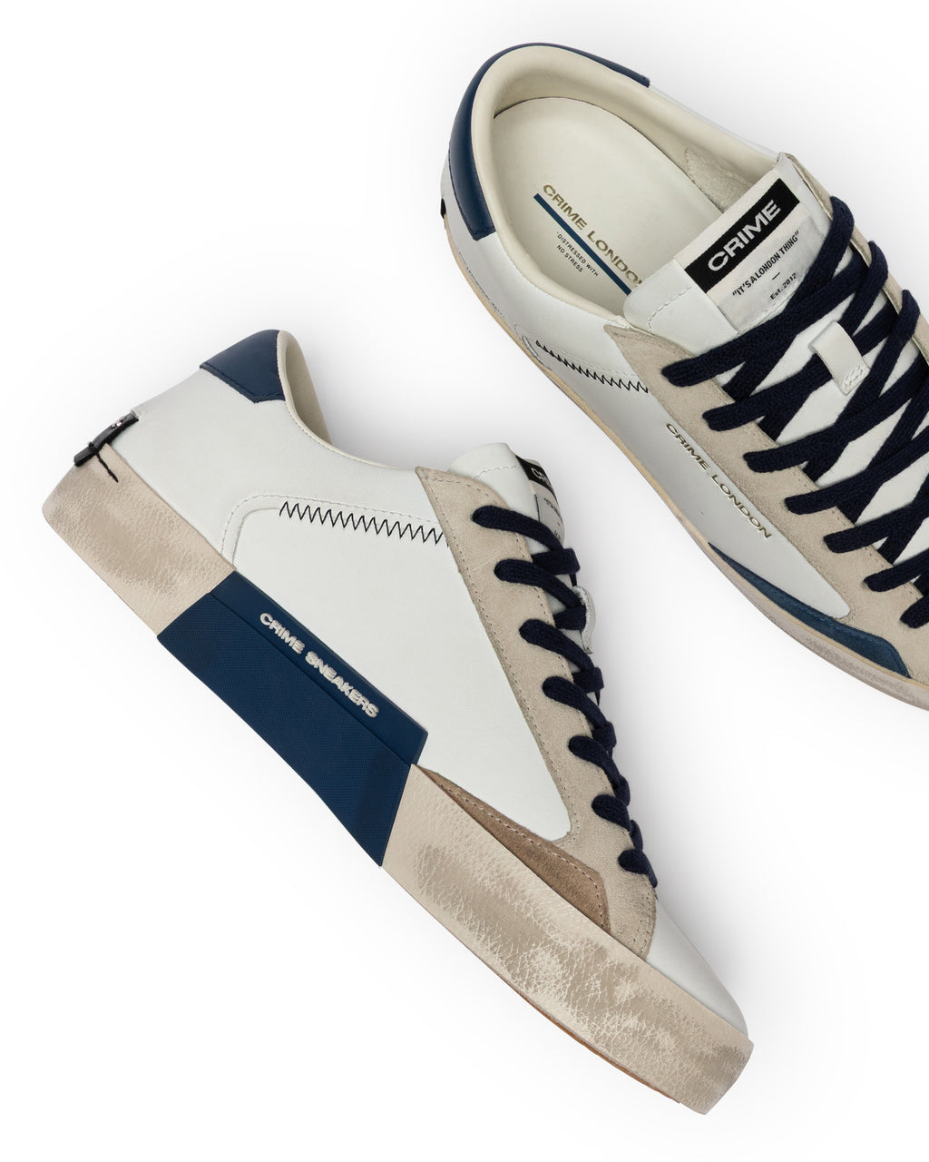 Crime London Distressed Navy Blue